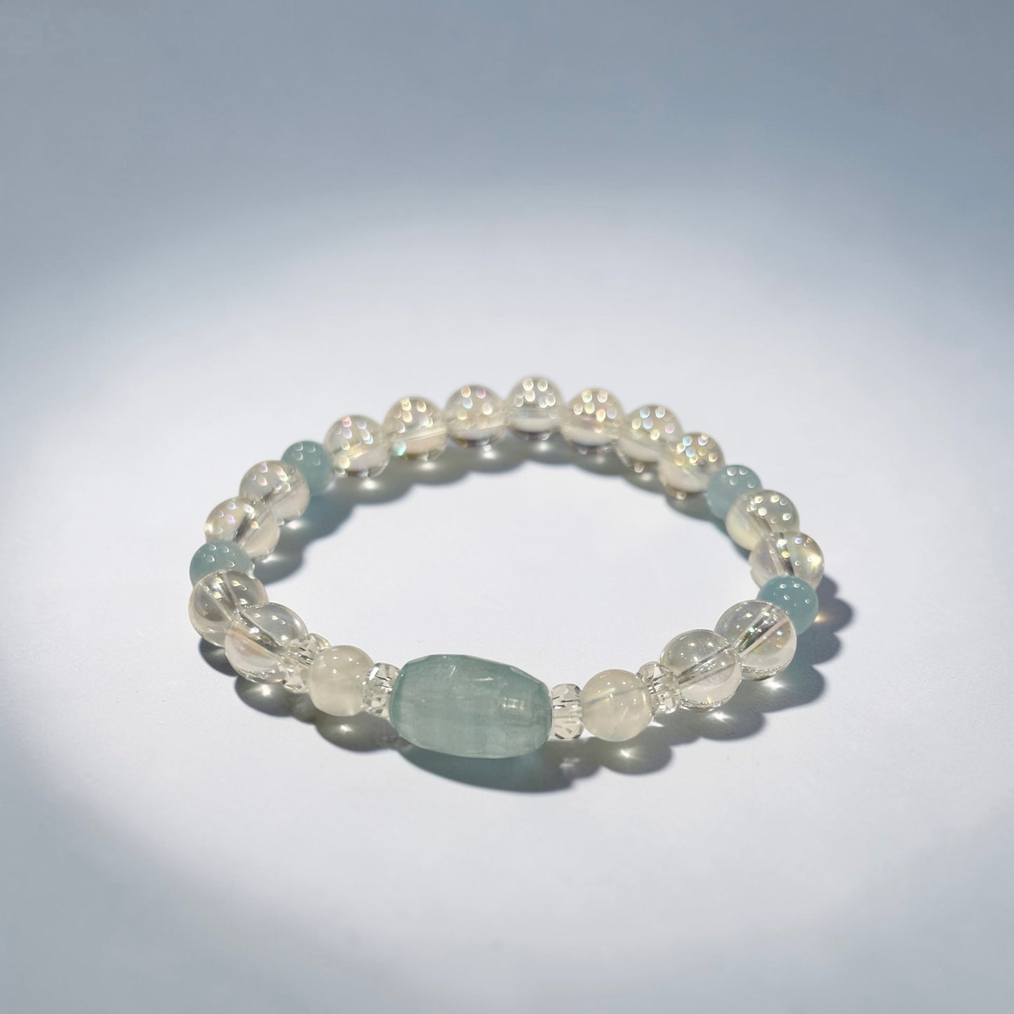 【新作】EXアクアマリン&レインボームーンストーン ブレスレット