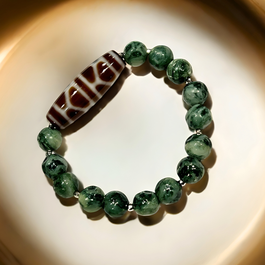 《一点物》亀甲天珠&日高ヒスイブレスレット