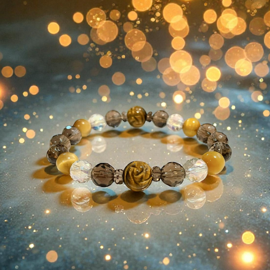 《一点物》タイガーアイ&スモーキークォーツブレスレット