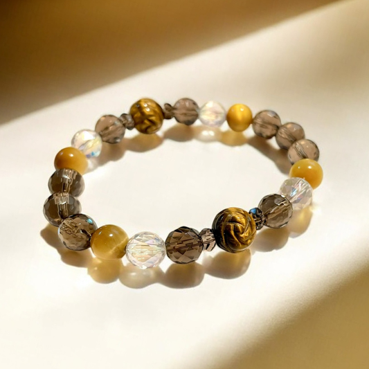 《一点物》タイガーアイ&スモーキークォーツブレスレット