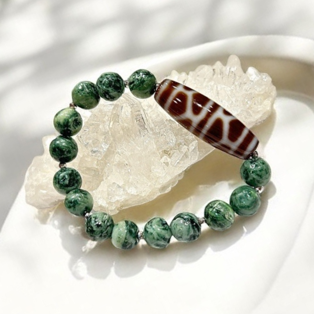 《一点物》亀甲天珠＆日高ヒスイブレスレット