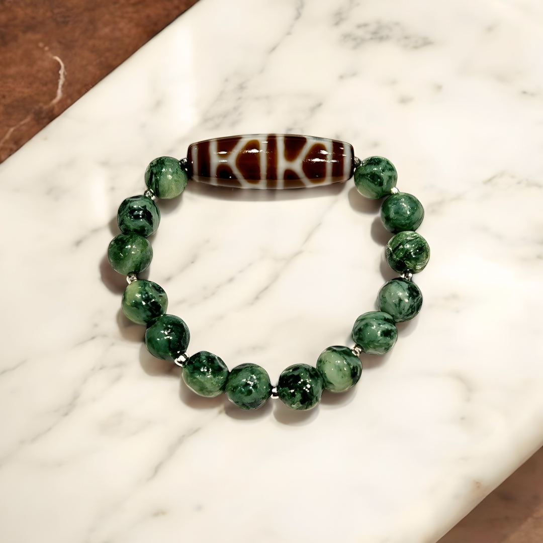 《一点物》亀甲天珠＆日高ヒスイブレスレット