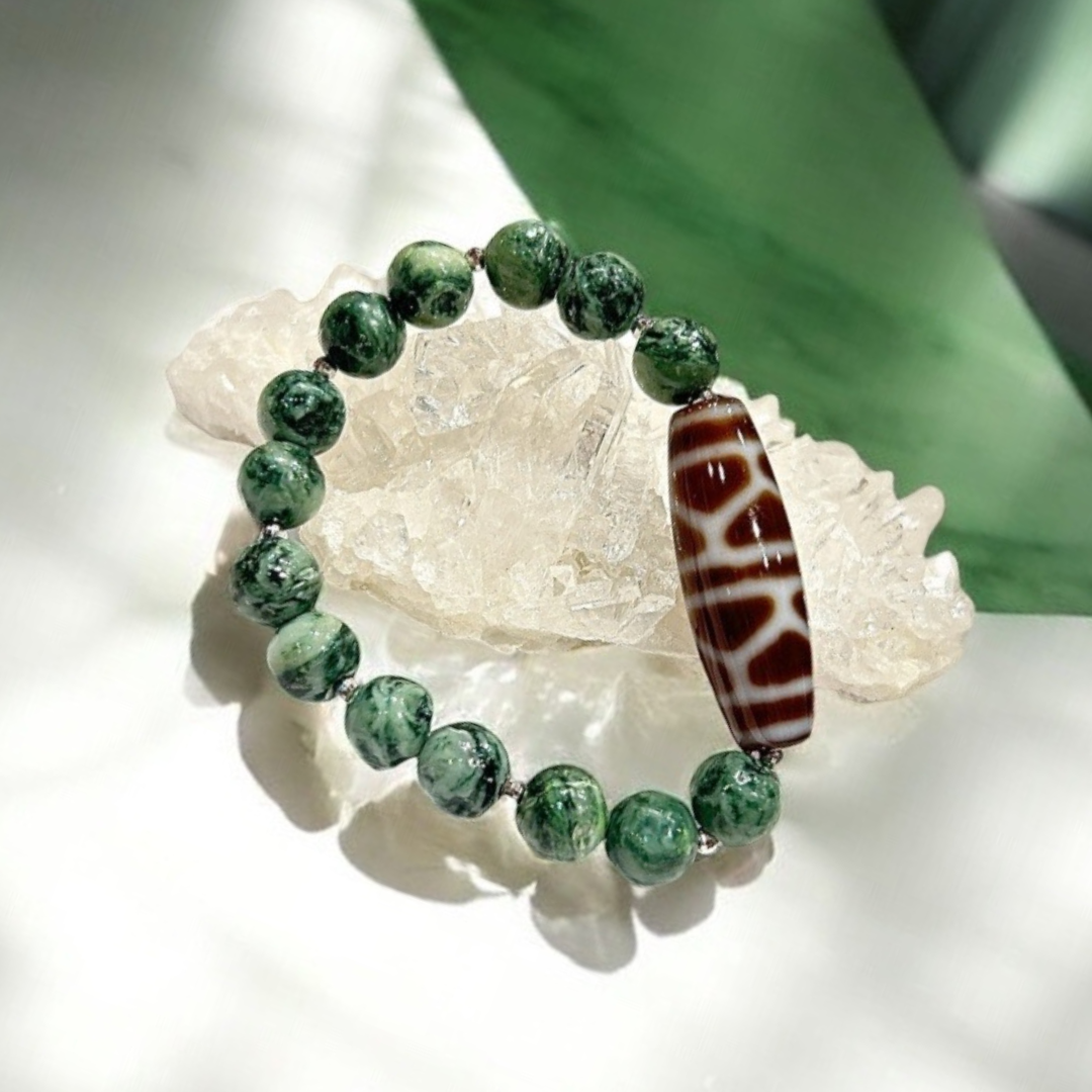 《一点物》亀甲天珠＆日高ヒスイブレスレット