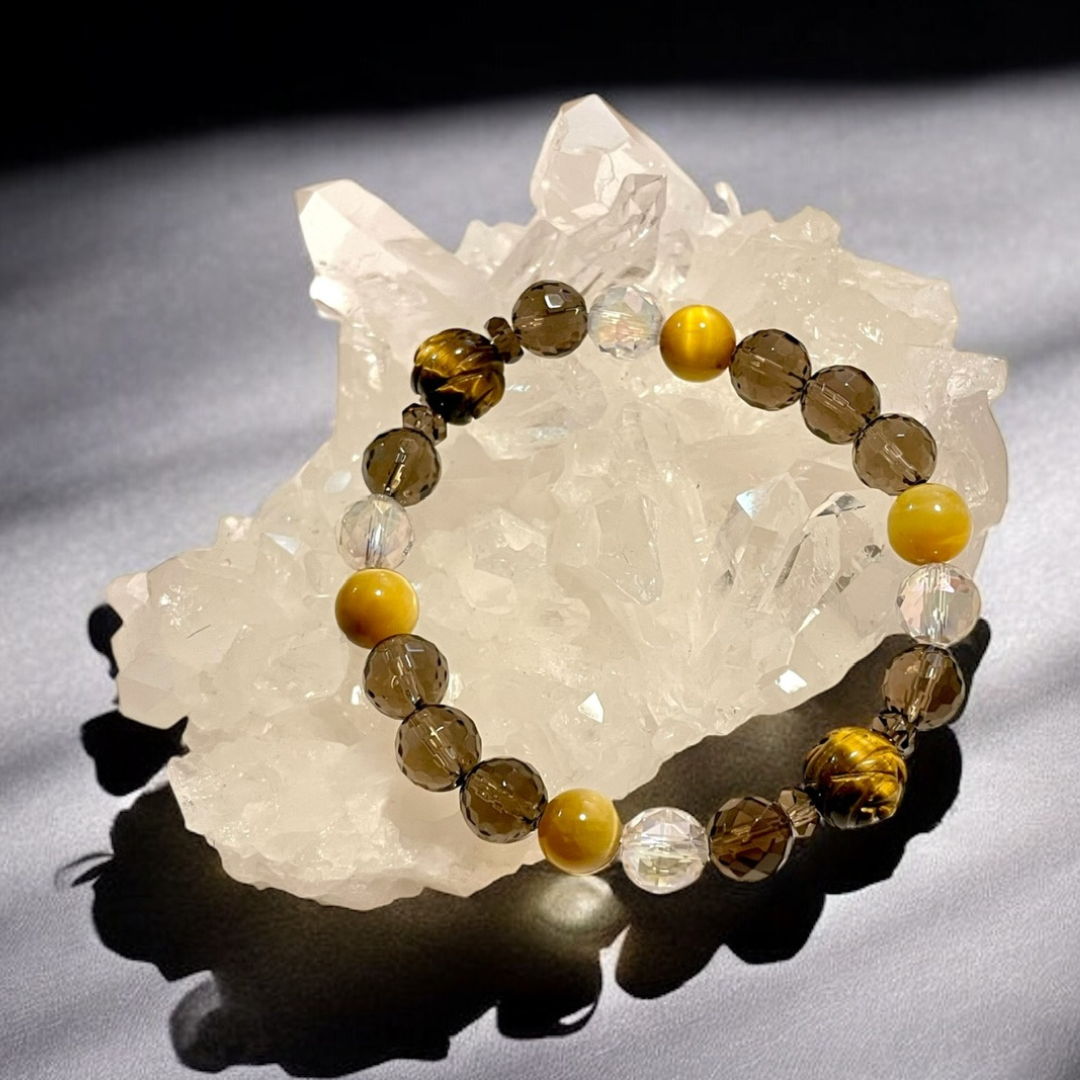 《一点物》タイガーアイ&スモーキークォーツブレスレット