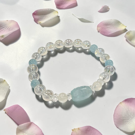 【新作】EXアクアマリン&レインボームーンストーン　ブレスレット