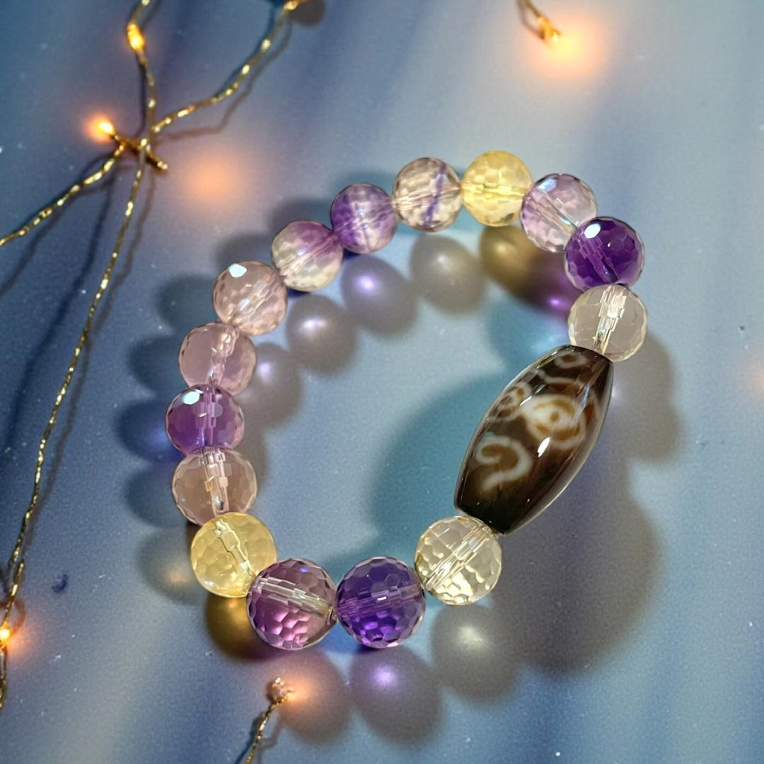 《一点物》法相仏顔天珠&アメトリンブレスレット