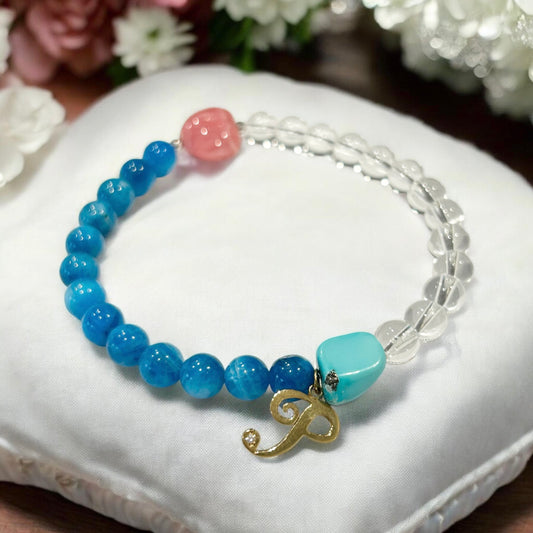 【トルコ石】k18チャームダイヤモンド入り　インカローズハート型ブレスレット