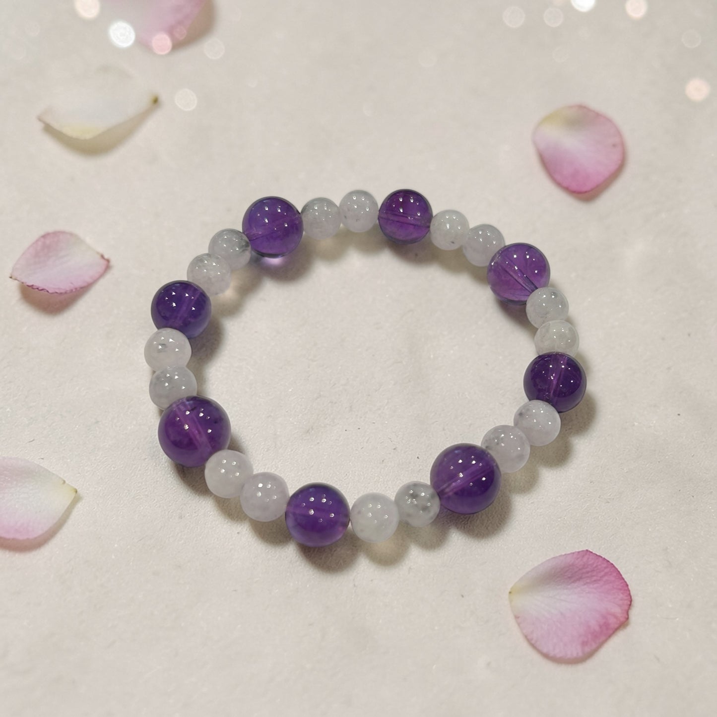 【新作】ウルグアイアメジスト　ラベンダーヒスイ　ブレスレット