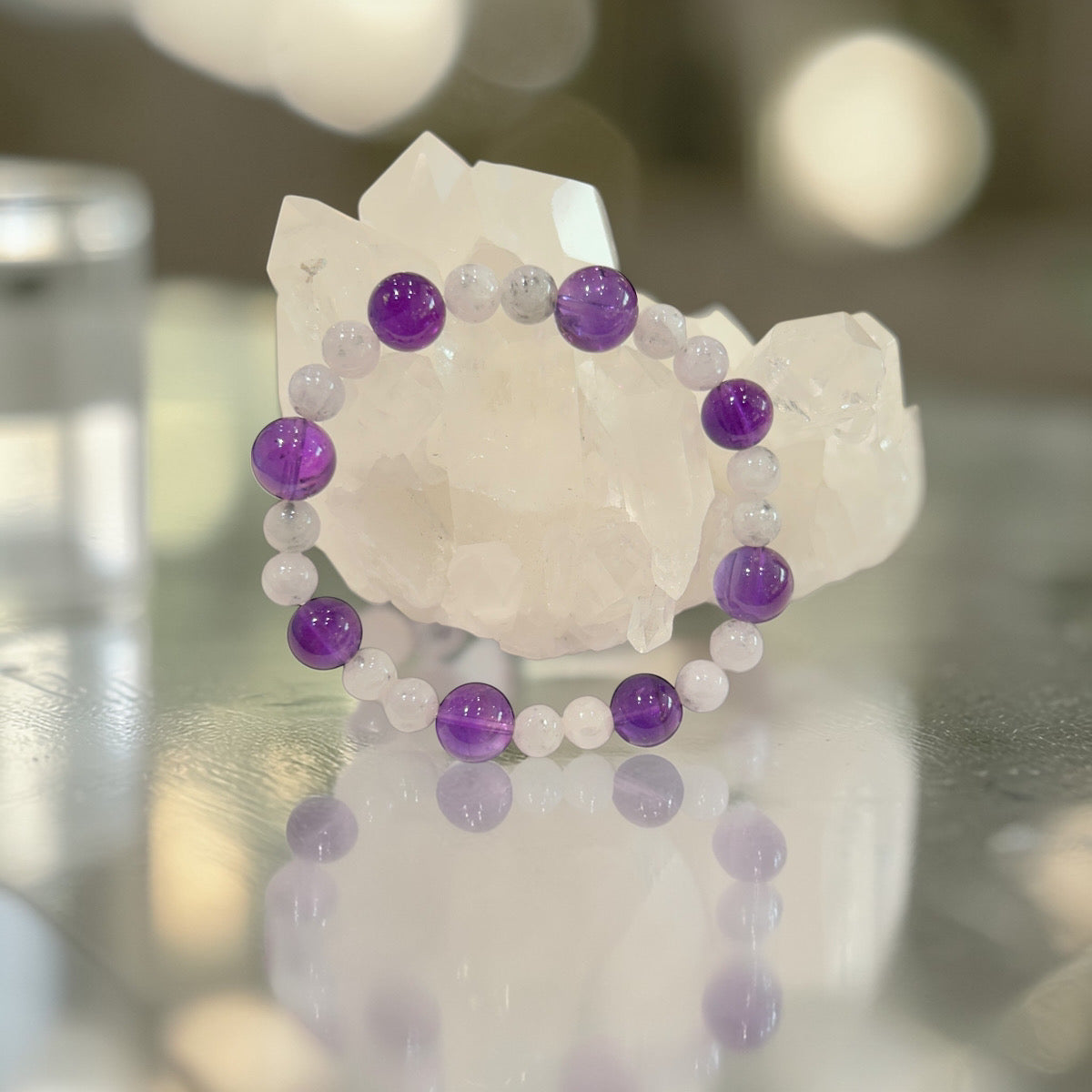 【新作】ウルグアイアメジスト　ラベンダーヒスイ　ブレスレット